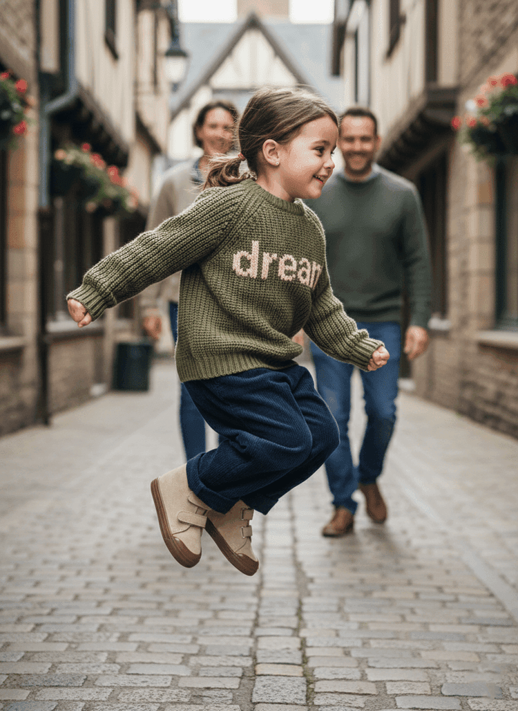 Stivaletto bambino strappo pelle beige Violante Barberini