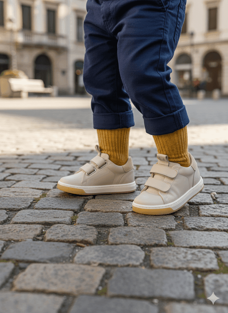 scarpe bambini con strappo beige Baudolino in pelle