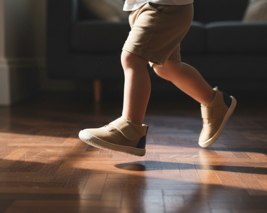 Esempio di scarpe barefoot bambini primi passi con avampiede molto largo.
