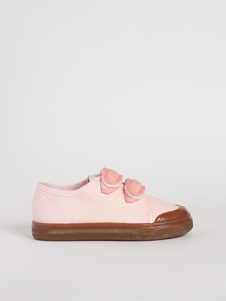 Scarpe cotone per bimba modello Dondi in tessuto rosa con chiusura a strappo