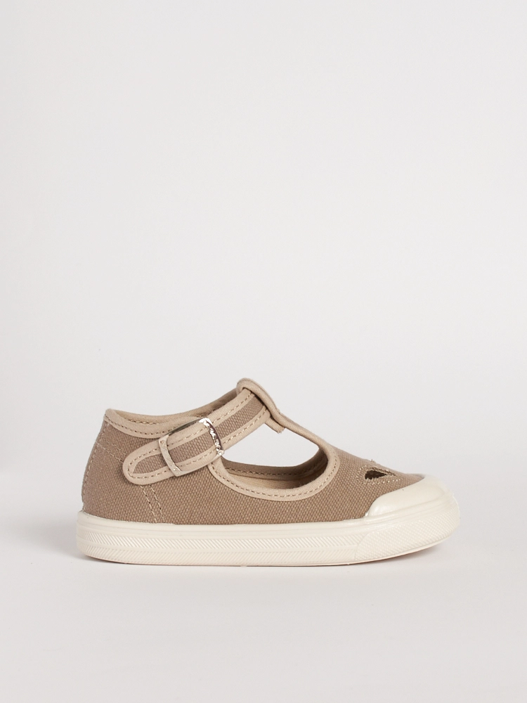 scarpina occhietti per primi passi modello Talpa taupe vista laterale.