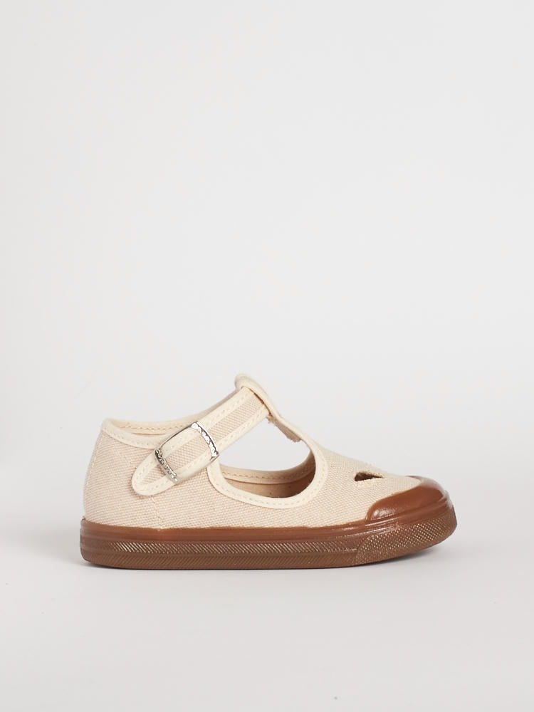 Scarpe occhietti bambini beige modello Talpa vista laterale