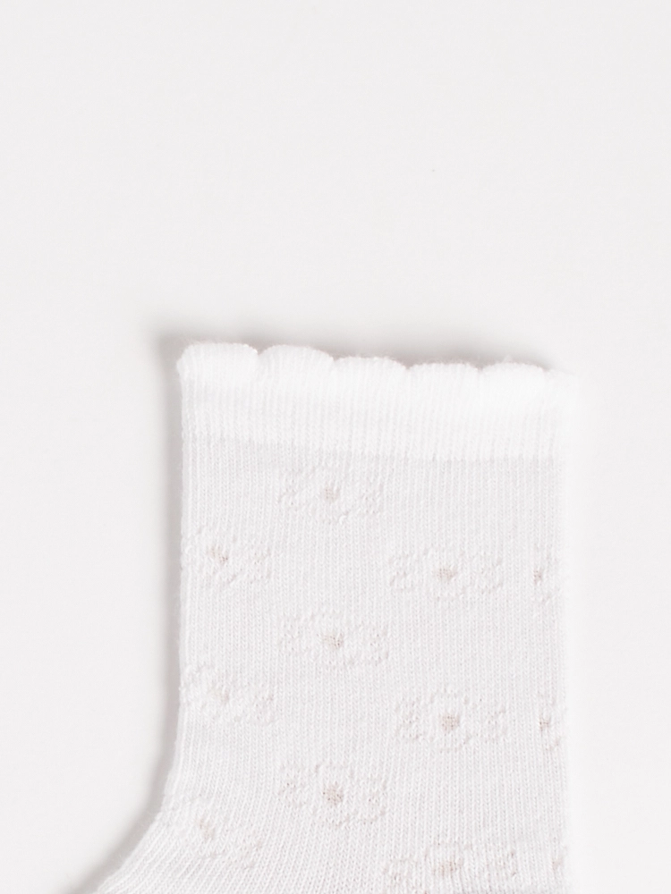 Calze cotone merletto traforate bianco