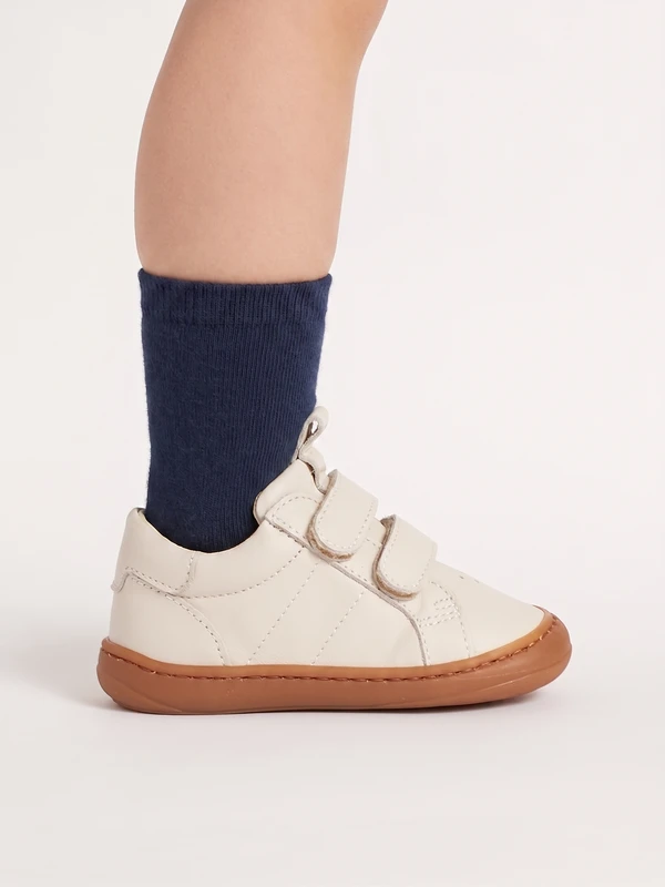 scarpa bimbi primi passi beige profilo pelle indossata