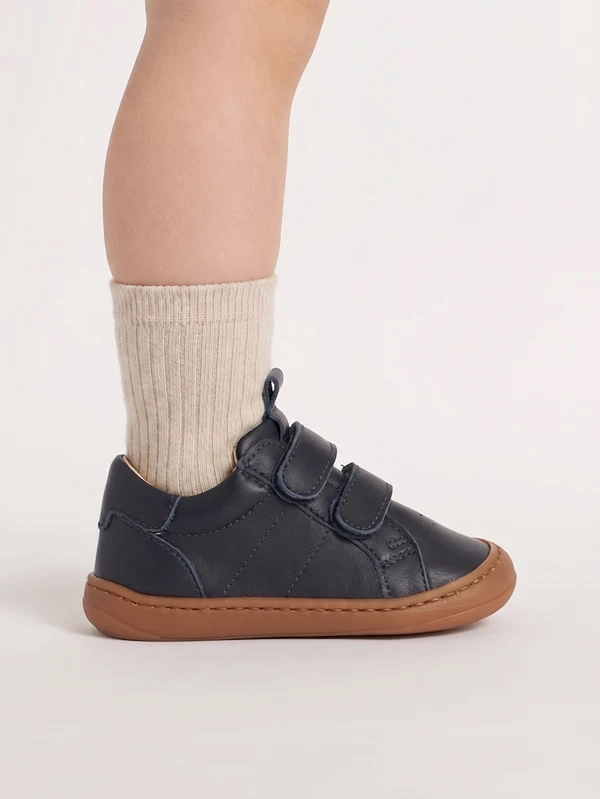 scarpa bimbo primi passi blu profilo pelle con calza