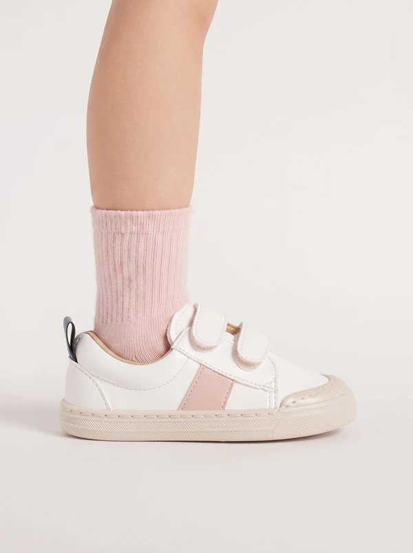 Sneakers bianca vegana bambino modello Trevis Barberini vista laterale con calzino