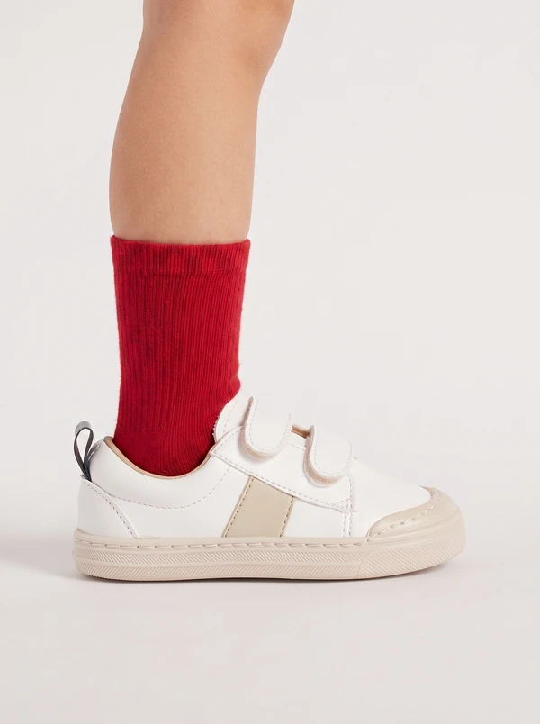 Sneakers bianca vegana bambino modello Trevis Barberini vista laterale con calza